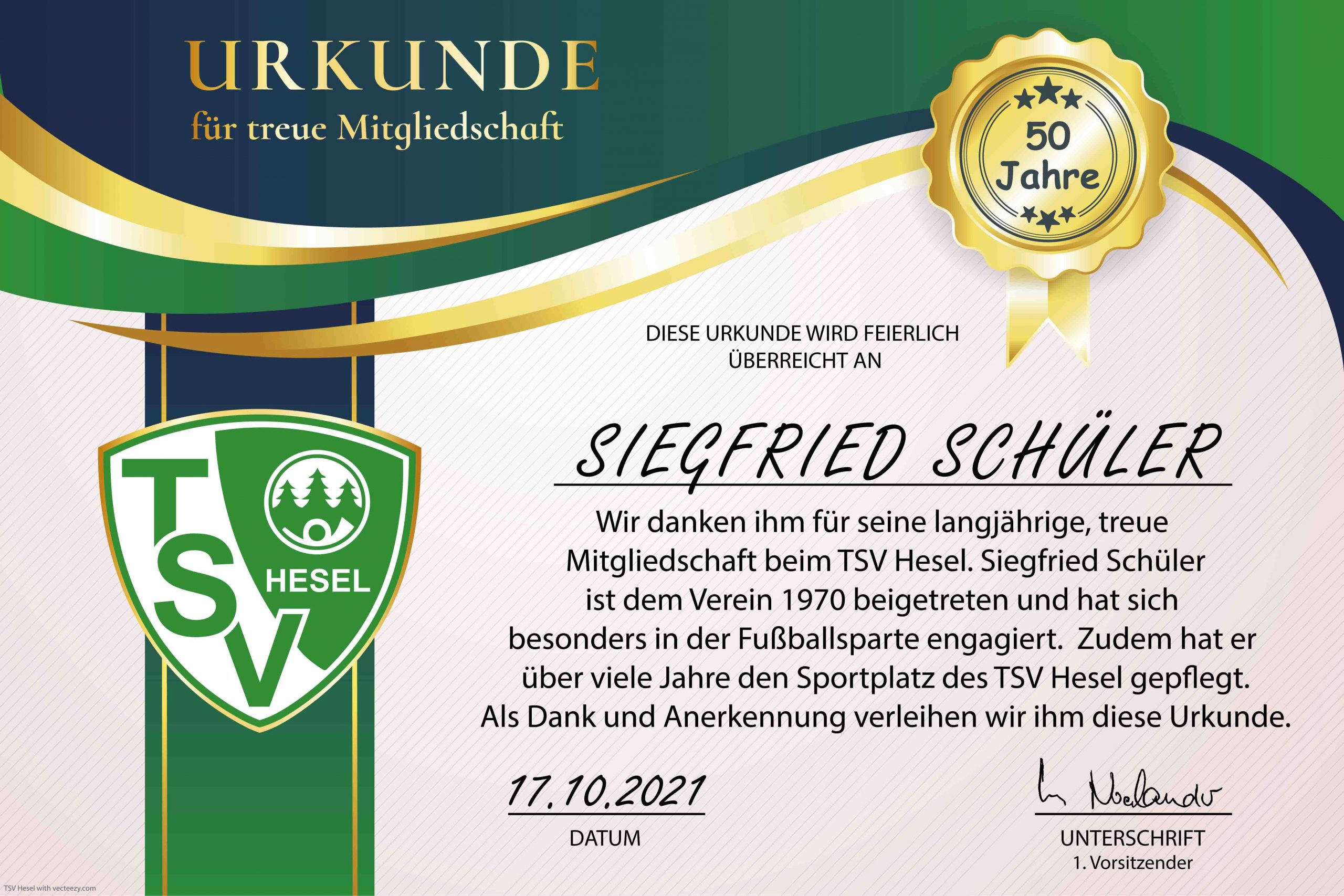 Read more about the article Ehrungen beim TSV Hesel